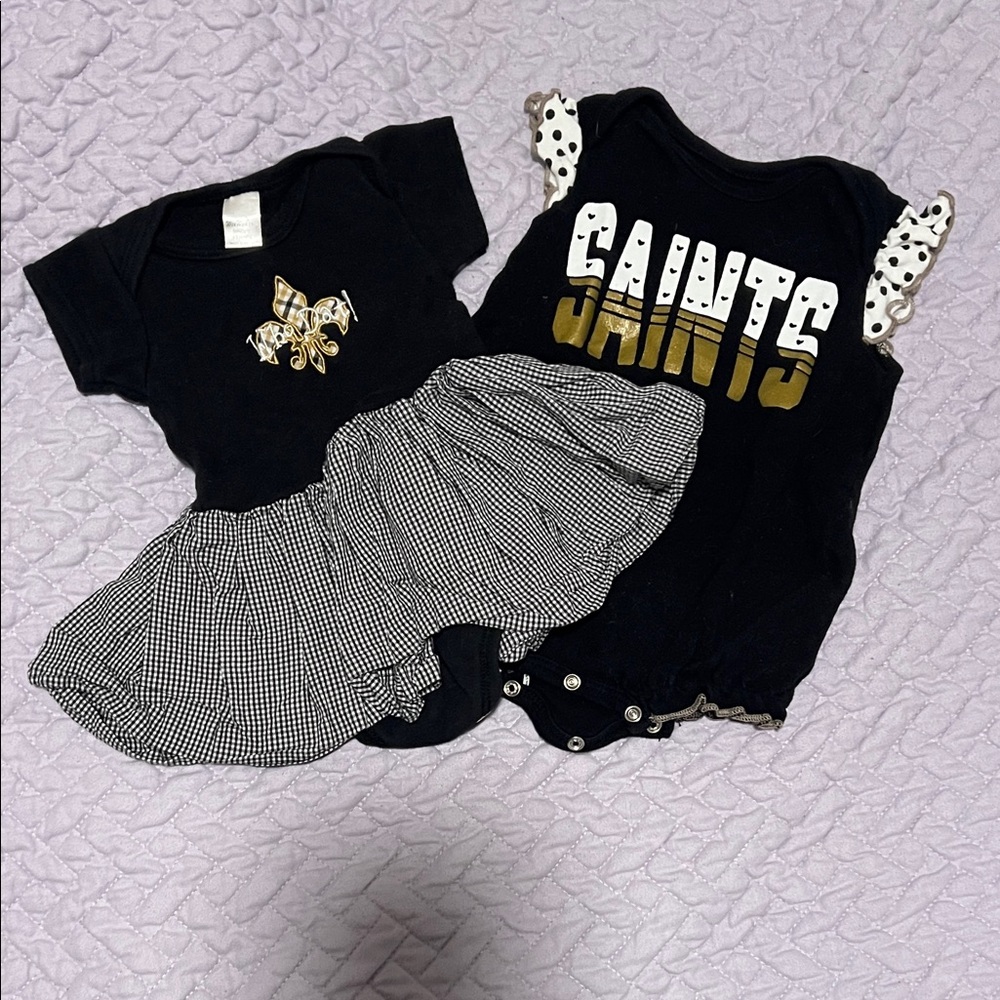 Black and Gold Saints Baby Onesies